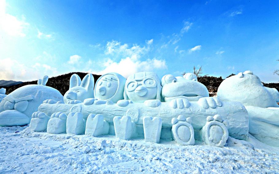 anime characters made by snow.