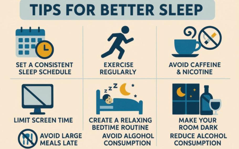 Illustration that shows tipe for better sleep.