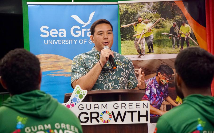 Austin Shelton, Director of the Center for Island Sustainability and Sea Grant at the University of Guam, speaks about the importance of the G3 Local2030 Islands Network Conservation Corps in advancing the broader movement towards sustainability. The program launched its second cohort on Monday, February 19, at the UOG Residence Halls.