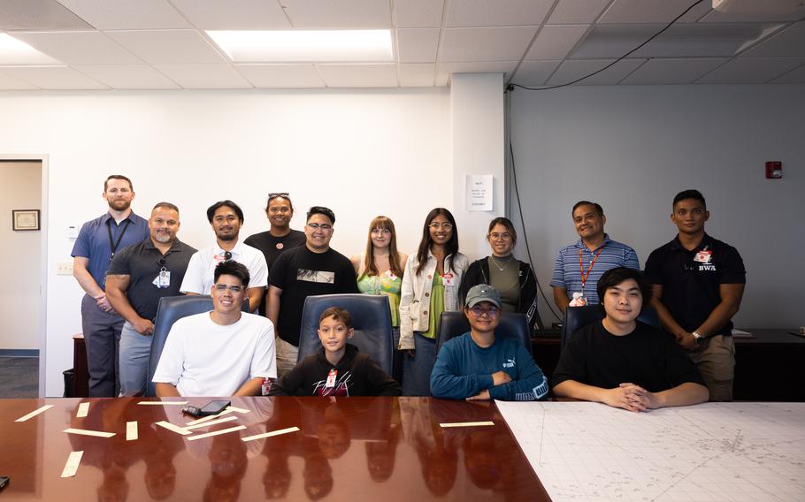 The fourth cohort of the UOG Drone Corps during a field trip to the Air Traffic Control Tower in Tiyan, Guam.