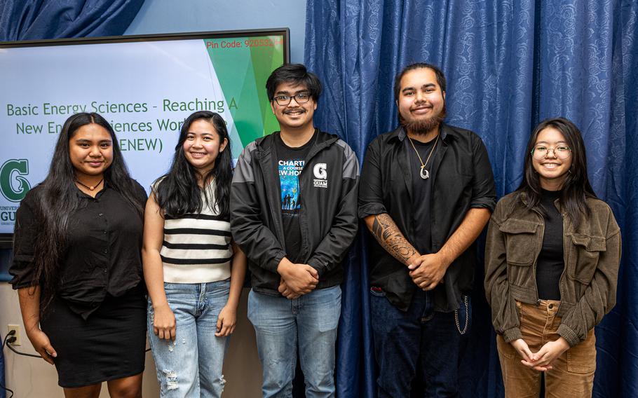 University of Guam students, from left, Hallie Hainrik, Irish Fontanilla, Tristan Pajela, Brandon Respicio and Cassandra Paule are heading to a 10-week summer internship at Pacific Northwest National Laboratory. UOG announced on Friday, Feb. 9, they have been selected for the internship.