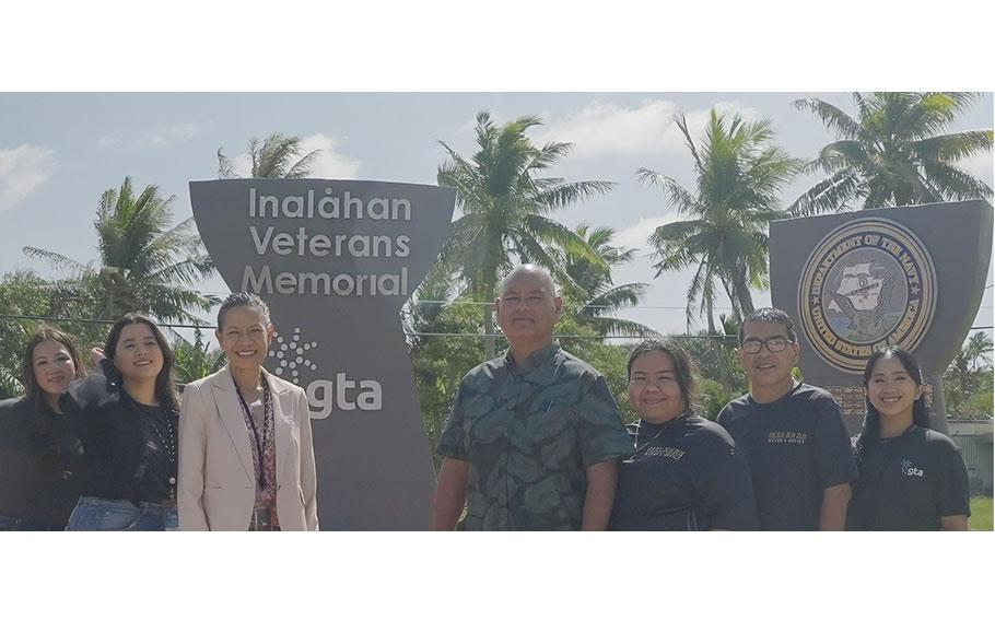 Sharon Davis and Mayor Anthony Chargualaf with GTA Community Relations Team and the Inalåhan Mayor’s Office pose.