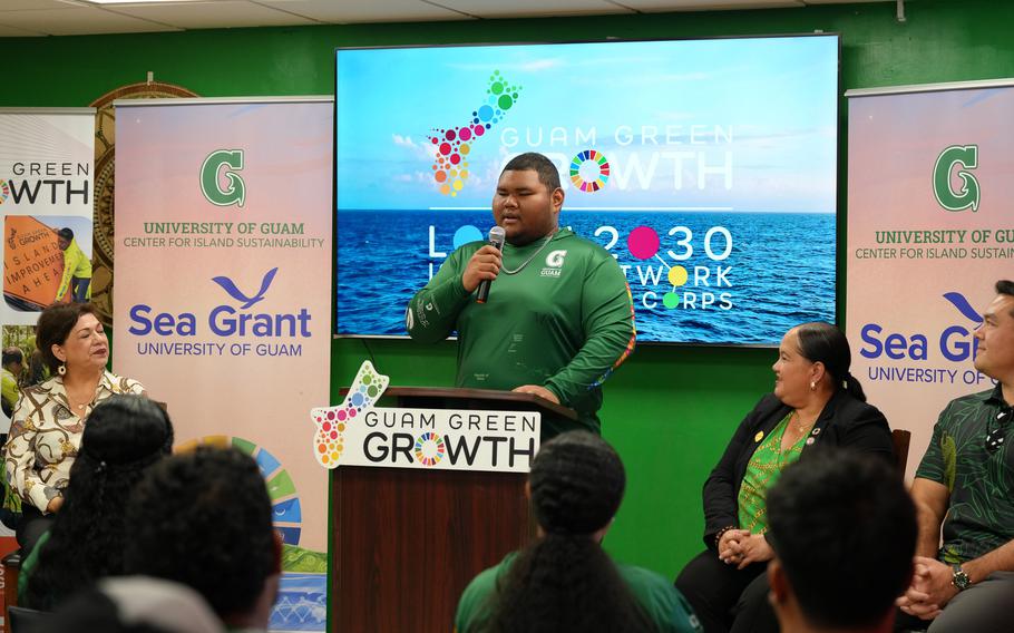 UOG Triton Keng-ichi Techur from Palau expressed his dedication to seeing the benefits of his time with the G3 Local2030 Islands Network Conservation Corps on his home island.  Techur spoke about the responsibility all Pacific Islanders have for the land and the sea. 