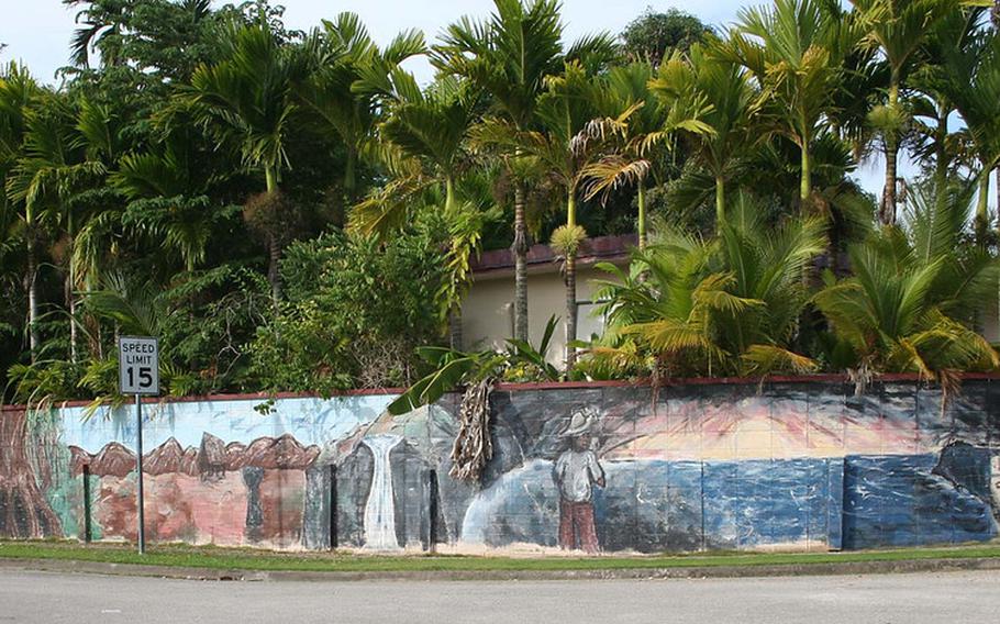 A mural depicting local landscapes adorns a wall in the subdivision of Hyundai, Sånta Rita-Sumai.