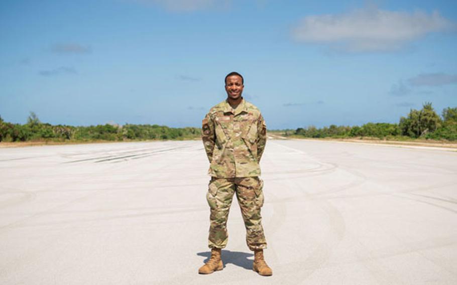 U.S. Air Force Staff Sgt. Wesley Murray, a cyber surety supervisor with the 644th Combat Communications Squadron, poses for a photo at Andersen Air Force Base, Guam, Feb. 10, 2021. During his Air Force career, Murray served at three duty stations and four deployed locations, and was able to obtain seven certificates in various advancements benefiting every unit he was attached to. (U.S. Air Force photo by Senior Airman Aubree Owens)