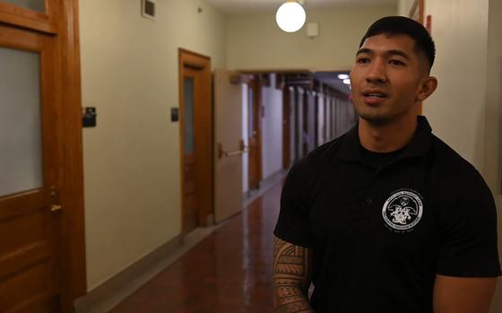 Photo Of U.S. Army Staff Sgt. Andrew Quinata from the Guam National Guard’s 94th Civil Support Team participates in an interview about his assignment to Joint Task Force-District of Columbia’s support to the 60th Presidential Inauguration in Washington, D.C., Jan. 17, 2025.