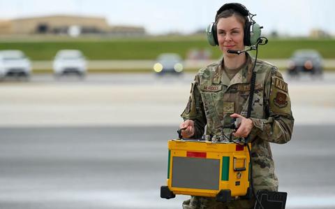 Photo Of U.S. Air Force Senior Airman Jasmine Murdock, 34th Expeditionary Bomber Generation Squadron avionics journeyman, tests defensive avionics on a B-1B Lancer assigned to the 34th Expeditionary Bomb Squadron before a mission in support of Bomber Task Force 25-1 at Andersen Air Force Base, Guam, Jan. 27, 2025. 