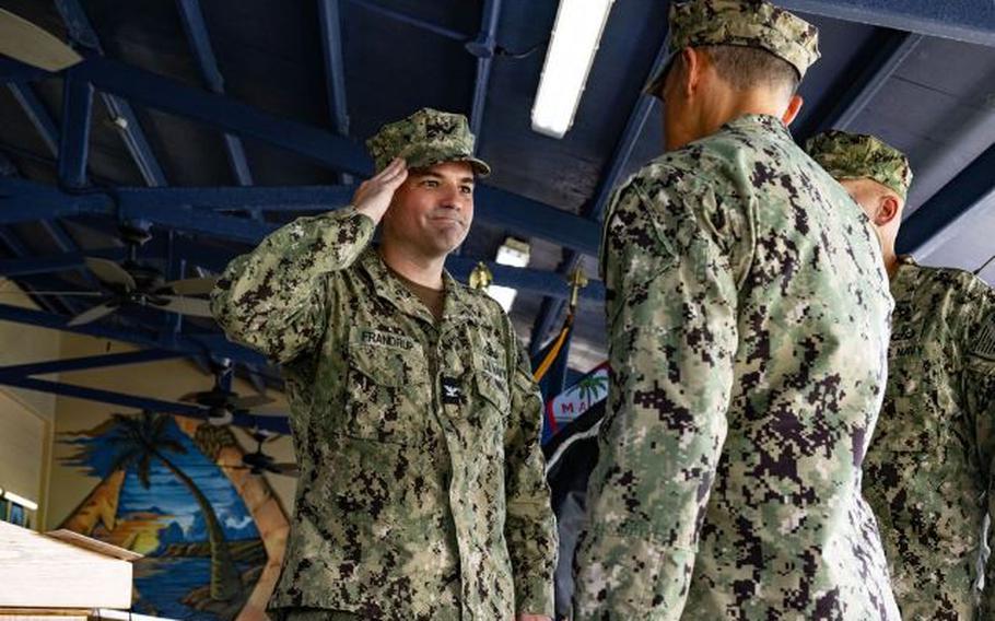 Commander, Task Force (CTF) 75 held a change of command at on Naval Base Guam on July 12. Capt. Erich C. Frandrup relieved Capt. Shaun T. Lieb as the commodore of CTF 75-Navy Expeditionary Forces Command Pacific.