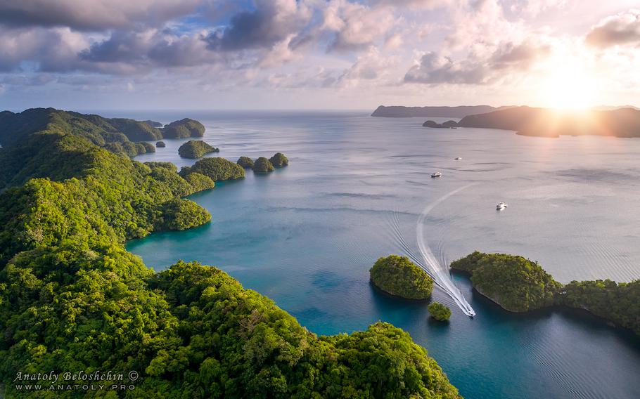 bird-eye view of Palau islands