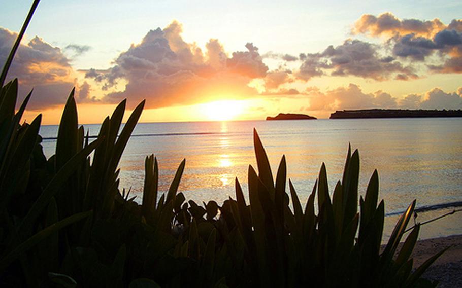 The sunrise on the beach.