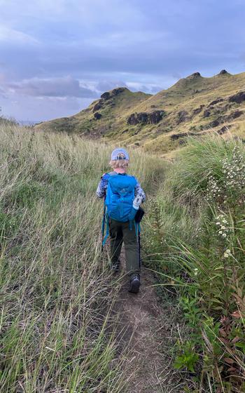 walking on a trail