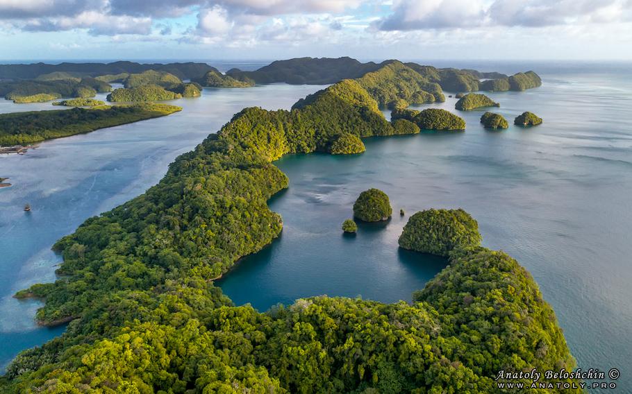 bird-eye view of Palau islands