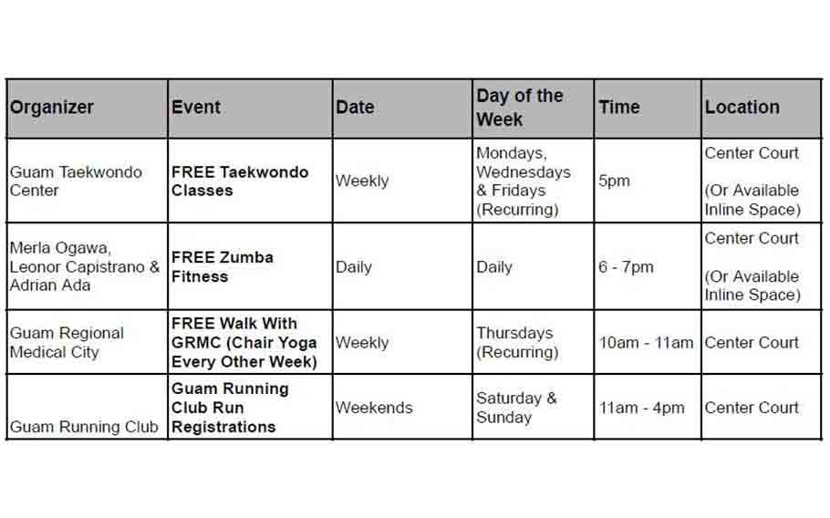 Micronesia Mall’s recurring and upcoming events