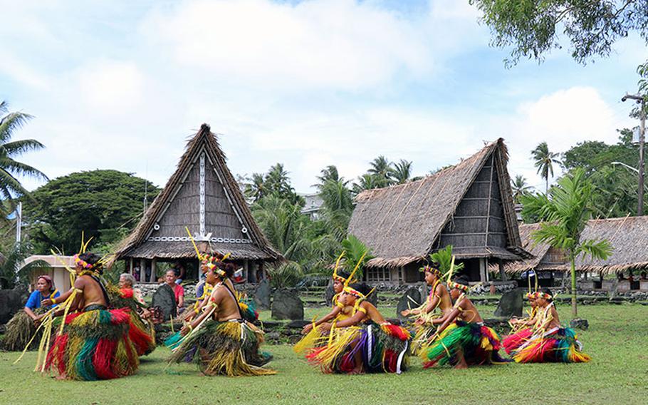 Women’s standing dance performed at the Living History Museum, Colonia, Yap